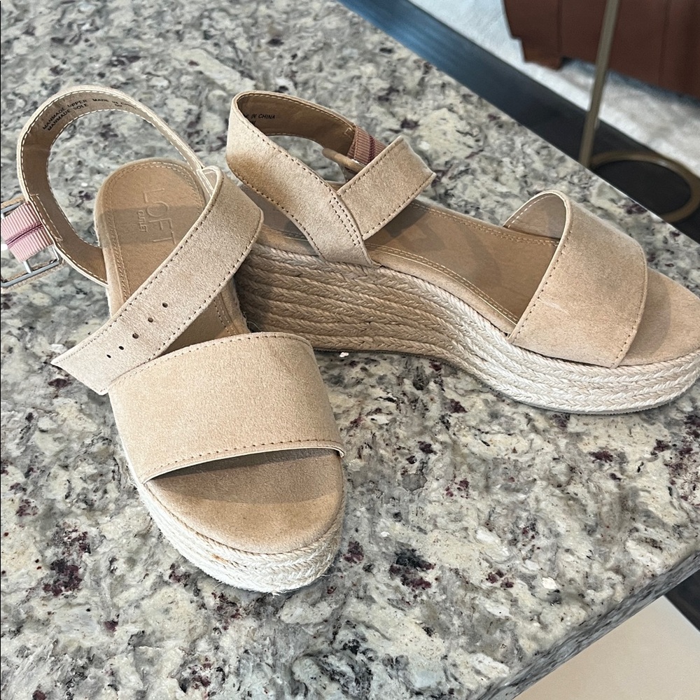 LOFT Tan Espadrille Platform Sandals